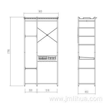 Cloth storage rack metal shelves